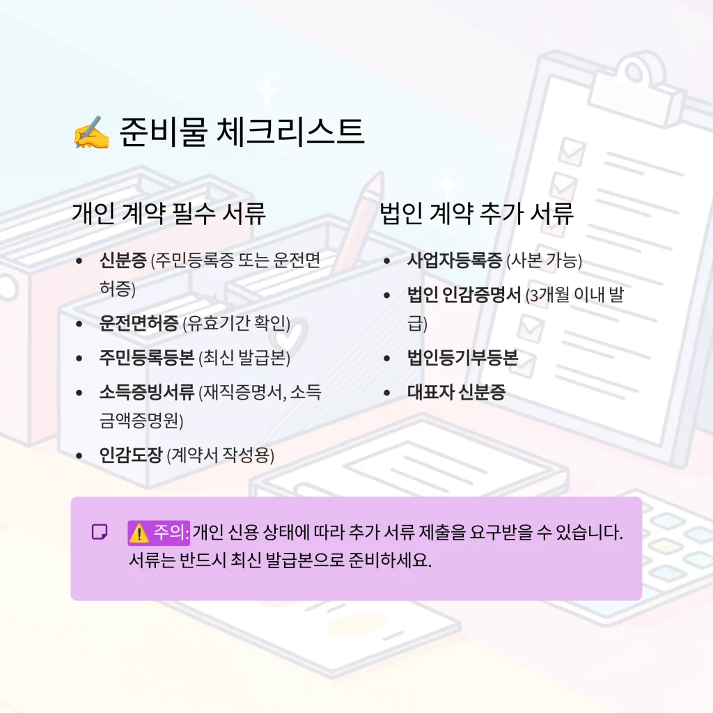 장기리스 체크리스트